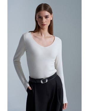 Slim Fit V-hals Geribbelde Trui