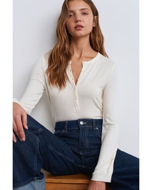 Slim Fit V-hals Knopenblouse