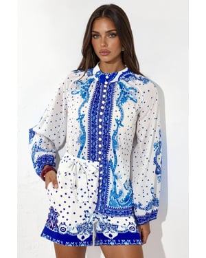 Paisley Geweven Playsuit Met Strikdetail