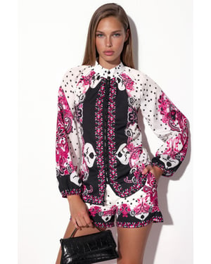 Paisley Geweven Playsuit Met Strikdetail