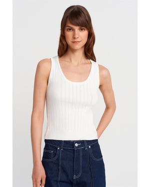 Geribbelde Mouwloze Slim-fit Blouse