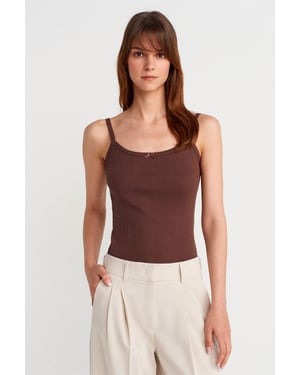 Slim Fit Geribbelde Katoenen Camisole Top