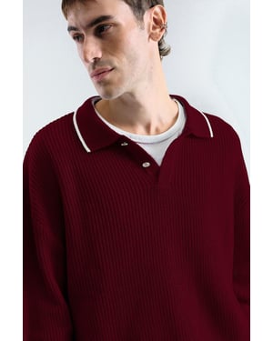 Heren Gestreepte Katoenen Polo Sweater
