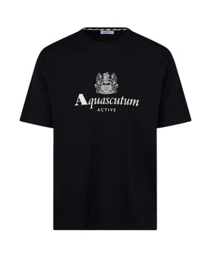 Aquascutum Active T-shirt Met Groot Logo, Zwart
