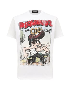 Dsquared2 Cigarette Fit The Cool Guy Print Wit T-shirt