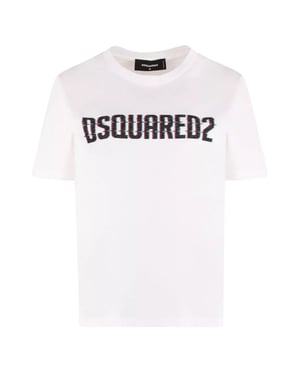 Dsquared2 T-shirt Met Logo-opdruk En Ronde Hals, Wit