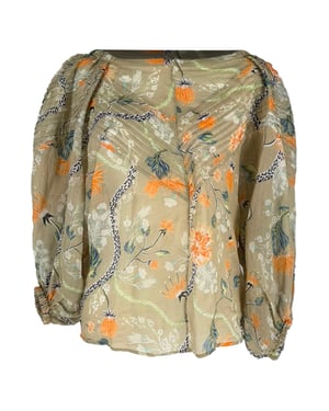 Chloé blouse met bloemenprint en ballonmouwen in veelkleurige ramie