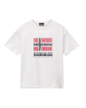 Napapijri Kinderen/Kinderen Adige Vlag Crew Hals T-shirt (Wit/rood)