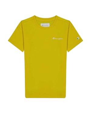 Champion T-shirt met logo op de borst en ronde hals voor kinderen (Geel)
