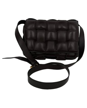 Bottega Veneta Cassette Gevoerde Schoudertas in Bruin Lamsleder