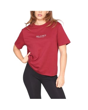Blank Essentials Dames-T-shirt met logo uit de Essentials-collectie in boyfriend-stijl (Bourgondië)