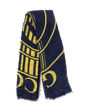 Gucci Logo Schijf Sjaal in Navy Blauw Katoenzijde