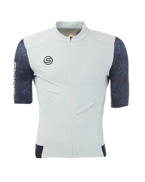 Skins Heren Elite fietsshirt met hoge kraag (Blauw/Wit)