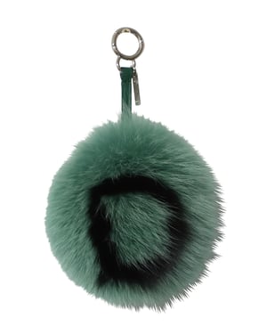 Fendi Initial Pom-Pom Sleutelhanger in Groen Bont