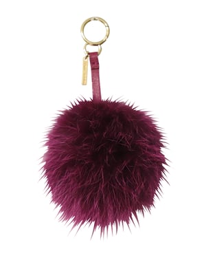 Fendi Pom Pom Tascharme in Paarse Bont