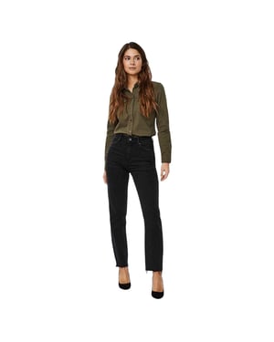 Vero Moda Damesjeans met hoge taille (mom-jeans) (Zwarte denim)