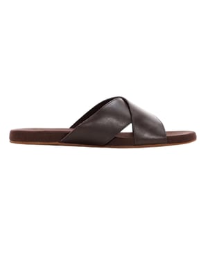 Timberland Heren leren platte sliders met kruisband (Gaucho)