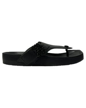 Loewe Ease Versierde Teenslippers van Zwart Lam leer