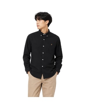 Farah Vintage Oxford-overhemd met lange mouwen en knoopsluiting voor heren (Zwart)