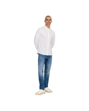 Only Heren Regular Shirt Met Lange Mouwen (Helder wit)