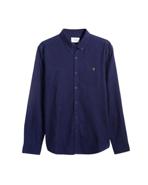Farah Herenoverhemd met knopen, standaardpasvorm (Echt blauw)