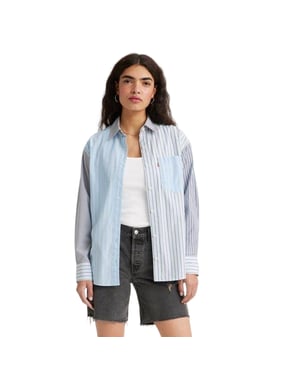 Levis Dames/Dames Nola Premium katoenen oversized shirt (Blauwe streep)