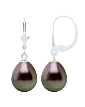 Oorbellen in Wit Goud en Echte Gecultiveerde Tahiti Parels Parel 10-11 mm
