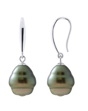 Oorbellen van Zilver 925 en Echte GeCultiveerde Tahiti Parels Van 10-11 mm