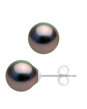 Oorbellen van Zilver 925 en Echte GeCultiveerde Tahiti Parels Ovaal 8-9 mm