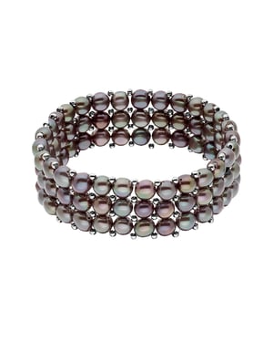 Armband 3 Rijen Echte Zoetwaterparels 4 mm