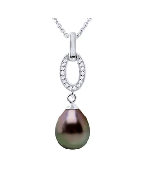 Halsketting - Echte Gekweekte Tahiti Parel Peer 8-9 mm