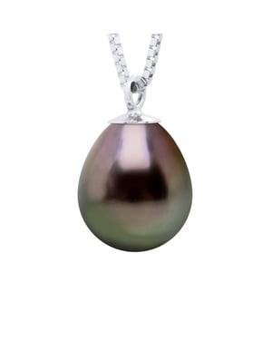 Halsketting Link Venetiaans van Zilver 925 Rhodium geplated en Echte Cultuur Tahiti Peer Parel 8-9 mm