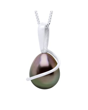 Kralenhanger met Retour Wit Goud 375 en Echte Cultuur Tahiti Parel Pear 8-9 mm