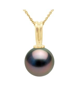 Kralenhanger in Geel Goud en Echte GeCultiveerde Tahiti Parel Rond 10-11 mm
