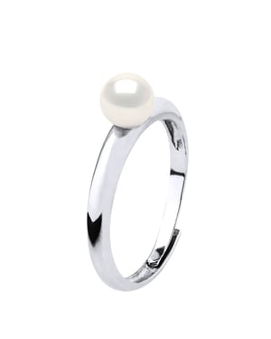 Eenvoudige Ring - Echte Gecultiveerde Zoetwaterparels Rond 5-6 mm