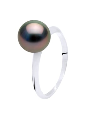 Ring Echte Tahitiaanse Cultuurparel Rond 8-9 mm - Wit Goud