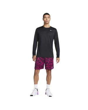 Nike Heren Legend T-shirt met lange mouwen, normale pasvorm (Zwart/Zilver)