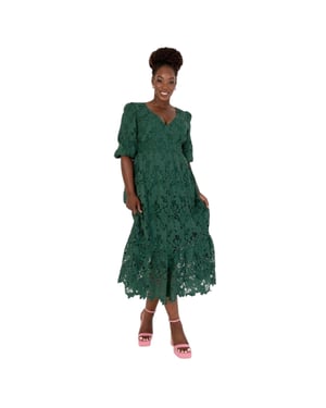 Maya Deluxe Dames/Dames 3/4 Mouw Midi Dress (Smaragd)