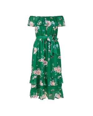 Yumi Midi-jurk met bloemenprint en blote schouders voor dames (Groen)
