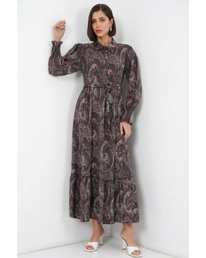 Paisley Geknoopt Midi Hemdjurk