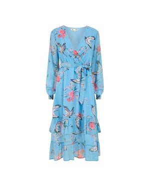 Yumi Vrouwen/dames Bloemenwikkeljurk (Blauw)