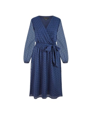 Mela London Dobby-jurk met stippen voor dames (Marine)