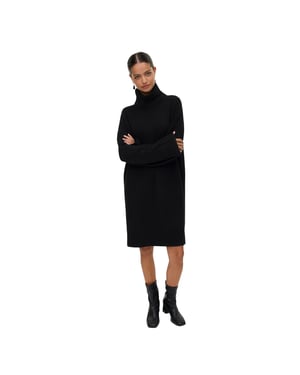 Vero Moda Gebreide jurk met col voor dames (Zwart)
