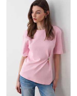 Dames T-shirt met ronde hals en korte mouwen
