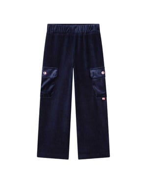 Billieblush Velours wijde pijp cargobroek voor meisjes (Marine)