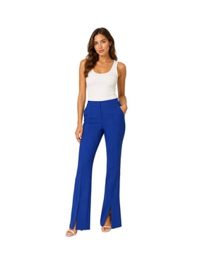 Off White Slanke broek met hoge taille voor dames (Blauw)