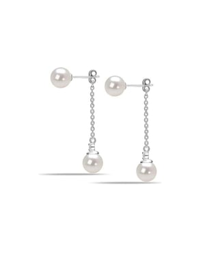Dames Imperial Parel Oorbellen in Sterling Zilver met Ketting en Cubic Zirkonia 925 BIPE035