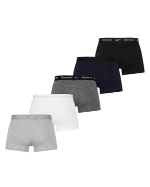 Reebok Boxershorts van jersey voor heren (set van 5) (Zwart/Wit/Grijs)