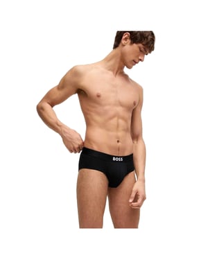 Boss Katoenen herenslip met logo (set van 3) (Zwart)