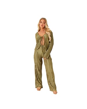 Missy Empire Crop-top met plissé en strikdetail voor dames (Kaki Groen)